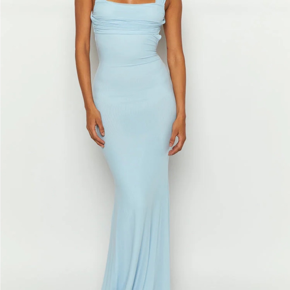 Beginning Boutique Blue Ruched Bodycon Dress